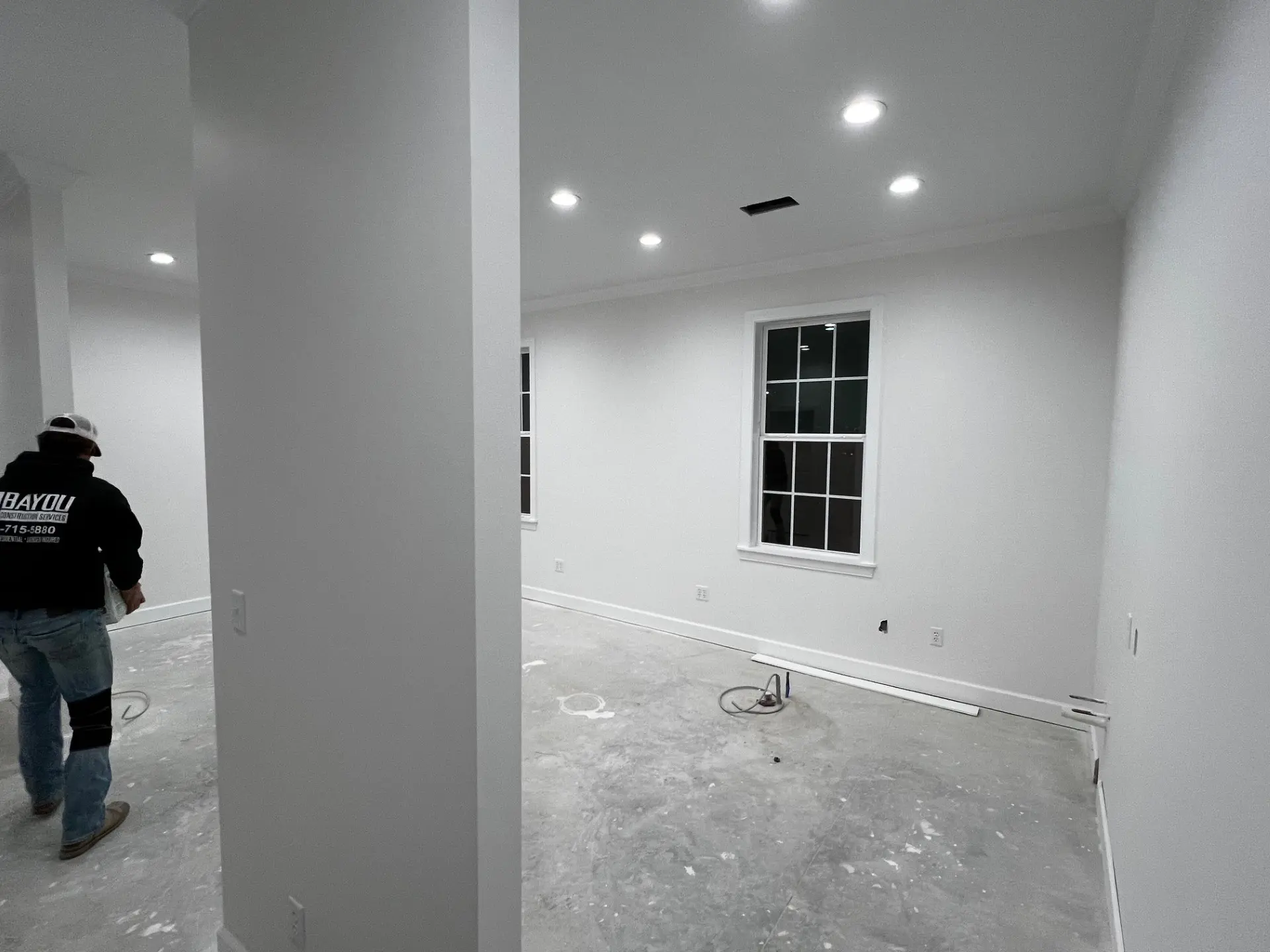 A room with white walls and floors in it